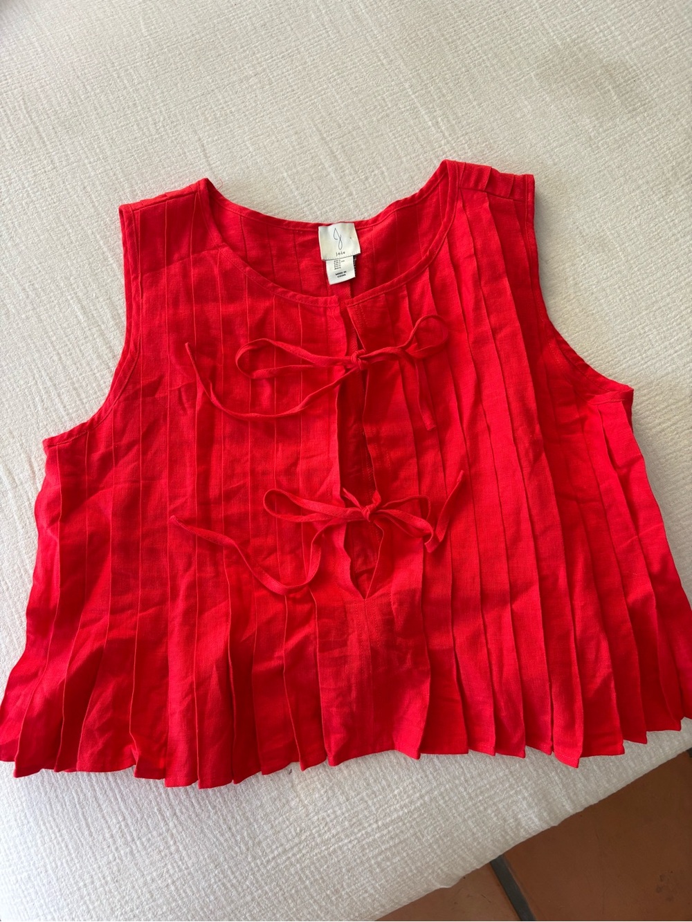 Joie Bright Red Pleated Tie-Front Camisole